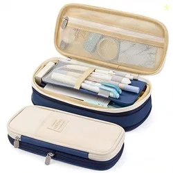 HASTHIP Nylon Large Capacity Pencil Pouch Durable Storage Multiple Com