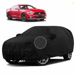 Sulfar 100% Waterproof Car Body Cover Compatible with Mirror for Ford Mustang (Triple Stitched, Full Bottom Elastic, Black-TB)