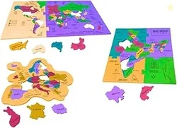 3 in 1 Map Puzzle for Kids India, Europe and World | Educational Geography Learning Toy for Ages 4-8 | Jigsaw Puzzle Gift for Boys & Girls |Learn Stat