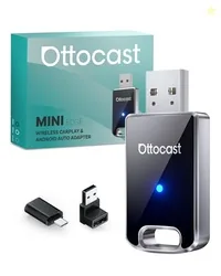 OTTOCAST Mini Edge 2in1 Wireless Carplay Adapter and Wireless Android Auto Adapter for Car, Compatible with Android 11+ & iOS 10+, Auto Reconnect Lag