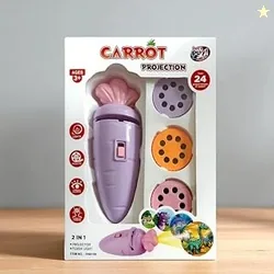 Carrot Projection Flashlight Toy for Kids | 2-in-1 Image Projector Torch with 24 Picture Slides | Educational Light Toy, Easy Switch Design | Fun Lear