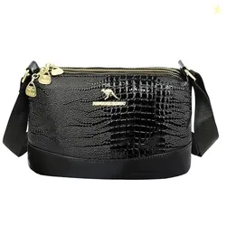 Small PU Leather Women Tote Bag, CrocodileTexture fashionable & Party Sling Bag, Shoulder Crossbody Bag with Adjustable Strap-Black(22x13x10 cm)