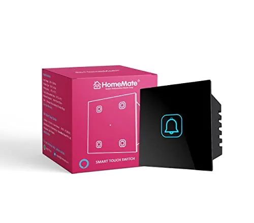 HomeMate NON Smart Touch Switch Bell - Black| Elegant Design | Easy Installation…