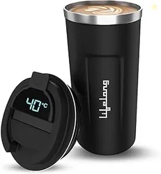 Lifelong Double Insulated Stainless Steel Mug with Temperature - 510 ml, Keeps Hot and Cold- Black