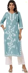 Women's Pure Cotton Embroidered Straight Kurta