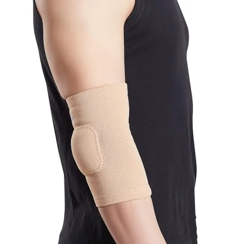 Flamingo Gel Elbow Support Brace | Elbow Sleeves Arm Brace For Sports, Gym, Joint Pain, Tendonitis And Weightlifting | Elbow Sleeves Band For Pain Relief | Beige | Small |