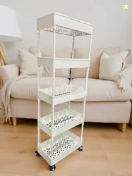 MGKENTERPRISE 5 Compartments plastic Storage Trolly (White)