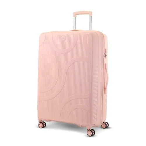KAMILIANT by American Tourister Selva|Trolley Bag Check-in Large Size (80 cms) for Travel| Hard Case Polypropylene (PP) Suitcase|360° 8-Wheel Spinner Luggage Trolley|Combination Lock| Peach