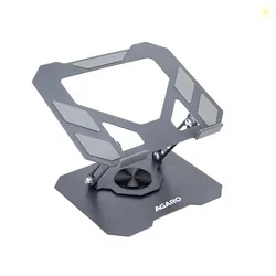 AGARO Metal Laptop Stand, 360 Rotating, Ergonomic, Height & Angle Adjustmentable, Foldable Laptop Holder with Heat Vents & Anti-slip SiliconePads, Co