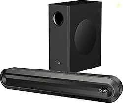 boAt Aavante 2.1 300, 40W Signature Sound, 2.1 CH w/Wired Subwoofer, Multiple Ports, EQ Modes, Remote Control, Bluetooth Sound bar, Home Theatre Sound