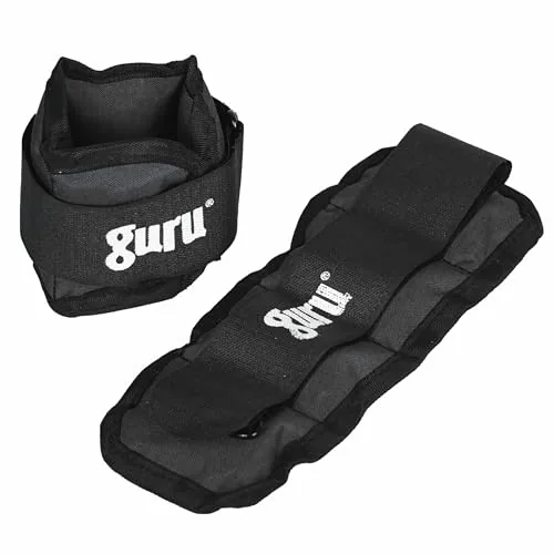 GURU Black Ankle Weights 0.5kg X 2 Pcs, Wrist Strap For Gym Ankle Weight Cuff For Men & Women For Training, Workout