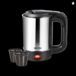 MILTON Euroline Electric Travel Kettle With Handle, 1000 Watt Beverage Maker 0.5 L, Silver