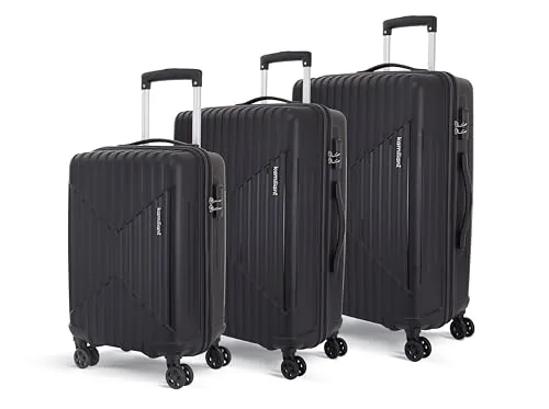 KAMILIANT by American Tourister Savvy|Trolley Bag Set of 3 (55+70+80 cms) for Travel| Hard Case Polypropylene (PP) Suitcase|360° 8-Wheel Spinner Luggage Trolley|Combination Lock|Black