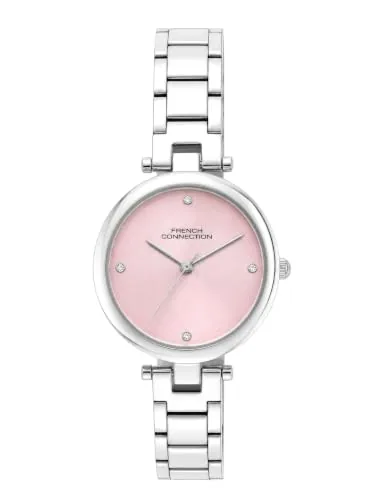French Connection Pink Sunray Dial, Analog Watch for Women - FCN0166PSM