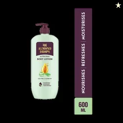 BAJAJ Almond Drops Ultralight Body Lotion, Hydration-Aloe Vera, Almond Oil & Vitamin E 600 ml