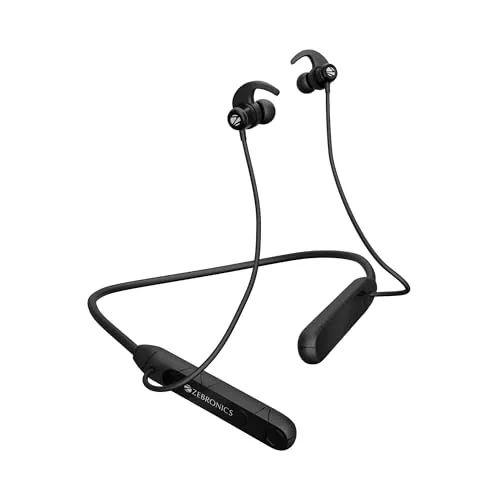 ZEBRONICS RAGA F2, Bluetooth Neckband in Ear, 22 Hours Playback, ENC, Rapid Charging, Dual Pairing, Magsnap (Magnetic Play | Pause), 2 EQ Modes, Bluetooth v5.4, Call Function, Gaming Mode (Black)