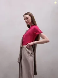 Vero Moda Cherry Red Roll-Up Sleeves Top