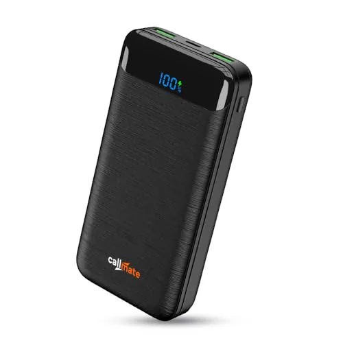 CALLMATE Chargemaster 200 Fast Charing 20000mAh Power Bank, 23W (2X QC3.0 USB Output & Type C PD), Power Delivery, Quick Charge for iPhone, Android & Other Devices (Lithium Polymer) (Black)