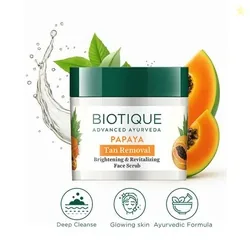 BIOTIQUE Brightening & Revitalizing Tan Removal Face Scrub|Detoxify & Cleanse Scrub 75 g