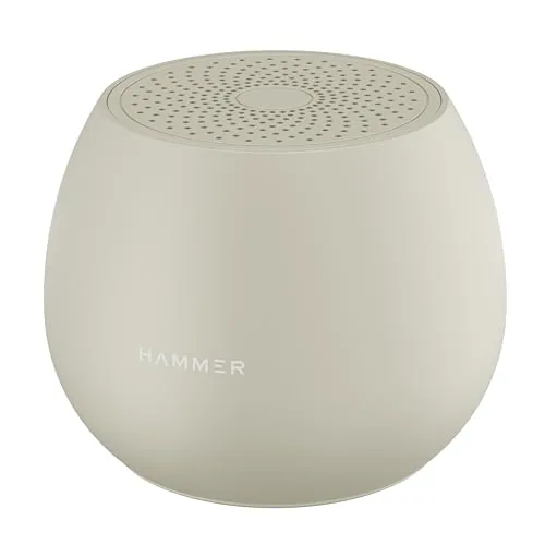 HAMMER Drop 5W Bluetooth Wireless Speaker with Twin Pairing, 1200 mAh Battery, 100H Standby Time, TWS Function, TF Card, USB Slot, Auto-Pairing, in-Built Mic, Type-C Charging, 52mm Driver (Beige)