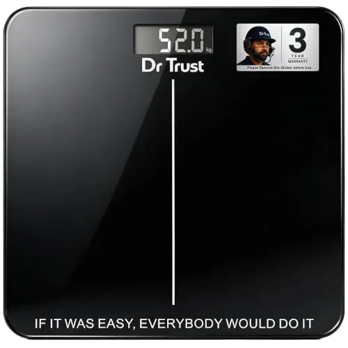 Dr Trust USA Inspire Digital Electronic Weight Machine, CE approved with 3 Years Warranty, For Human Body 180Kg Capacity, Tempered Glass, LCD Display Personal Weighing Scale - 523