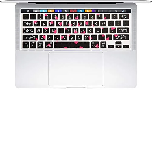 Laprite Keyboard Cover Skin Compatible for Newest 2017/2016 with Touch Bar MacBook Pro 13" 15" (Model: A1706 / A1707) Waterproof & Dust-Proof - Black Heart