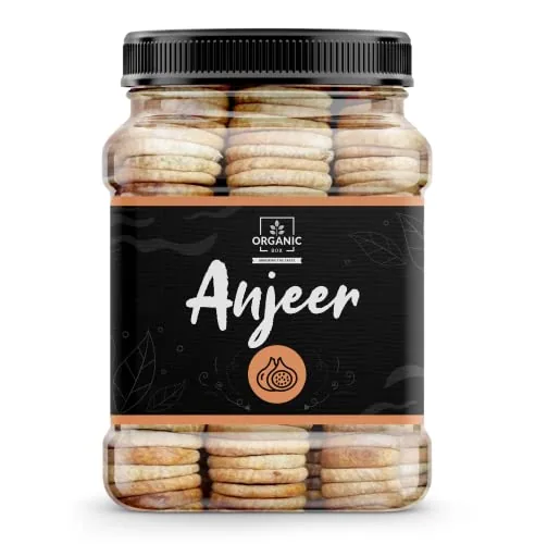 Organic Box Afghani Anjeer Figs (Jar Pack) - Afghanistan Dry Anjir (Dried Figs) Dry Fruits for Body Mass Loss, Increases Immunity, 500 Gram (Anjeer, 500 Gram) - Diwali Gift Pack
