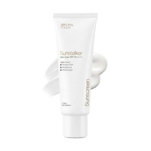 Personal Touch Sunscreen SPF 50 PA+++ for Face | Sunstalker Korea 3 in 1| Lightweight Sunscreen with No White Cast | Non-Greasy, Acne Safe & Oil-Free | With Niacinamide | For Oily & Dry Skin | 50 ml