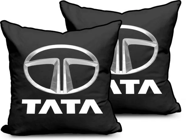 kioni Black, White Polyester Car Pillow Cushion for Tata Rectangular, Pack of 2