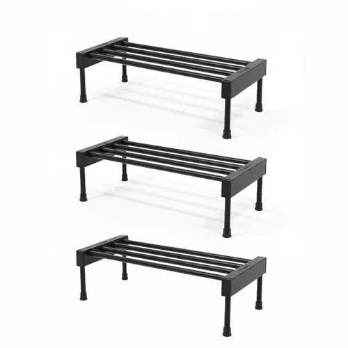 KYARI Elevate Square Tube Iron Plant Stand (Set of 3) | Heavy Duty Pot Stand for Indoor & Outdoor Plants | Rust-Resistant Metal Flower Pot Holder for Balcony & Living Room | Black
