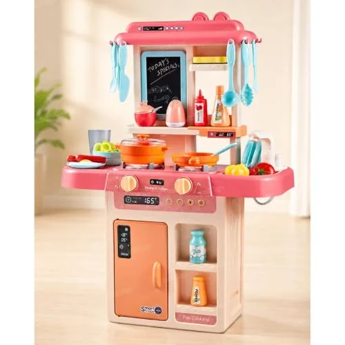 Zest 4 Toyz 36 PCS Battery Oprated Kitchen Set for Kids, Lights & Sounds, Play Sink Oven Shelves & Accessories Set Pretend Play Kitchen Toy Set | Plastic Kitchen Set for Kids Girls (Multicolor)