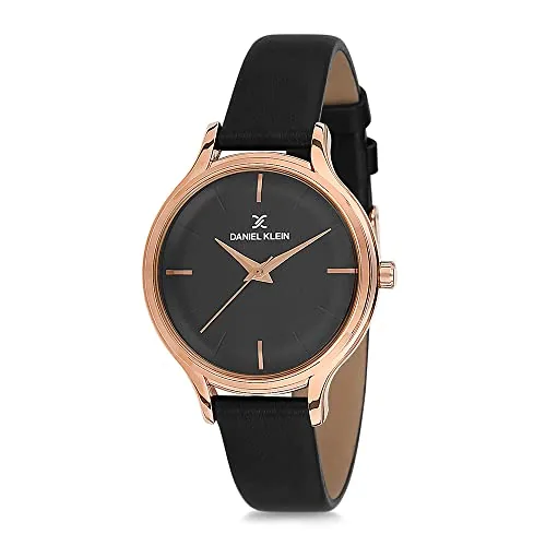 Daniel Klein Analog Black Dial Women's Leather Watch-Dk11676-5