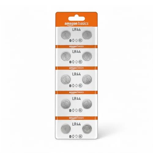 Amazon Basics Long-Lasting LR44 Alkaline Coin Cell Batteries | 1.5V Voltage | Lightweight & Portable (Pack of 10) 1 Year Warranty