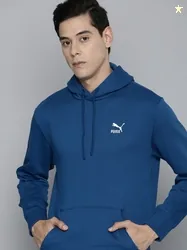 Puma Men Blue Printed Classics Hooded Regular Fit Sweatshirt (XL) by Myntra