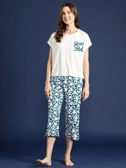 Mast & Harbour X fwd Printed Capri Set With Pouch