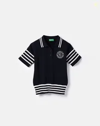 UNITED COLORS OF BENETTON Girls Stripes Regular Fit T-Shirt