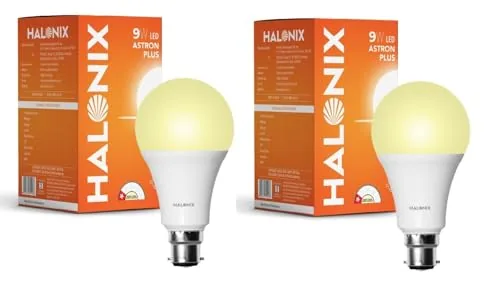 Halonix Photon Plus Base B22 9-Watt LED Bulb (Pack of 2, Warm White)