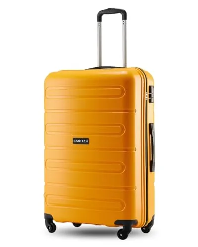 SNITCH Loop Large Size Yellow Polypropylene Hard Travel Suitcase - Large Trolley Bags & Luggage with 4 Wheels, Secure Lock & Free Shoe Bag