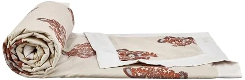 Amazon Brand - Solimo Single Microfiber Quilt|100% Microfiber Exterior|120 GSM|for Mild Winters and Ac Rooms (Brown Foliage)