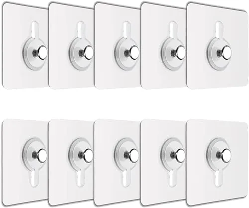 JIALTO Plastic 10 Pcs Self Adhesive Wall Hooks - Heavy Duty Transparent Hook for Photo Frames, Wall Clocks, Keys - No Damage, Easy Installation