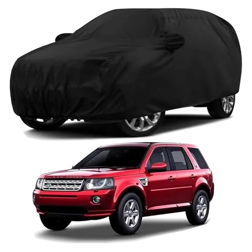 Sulfar 100% Water Resistant Car Body Cover Compatible with Mirror & Antenna Pockets for Land Rover Freelander 2 (Triple Stitched, Full Bottom Elastic, Black)