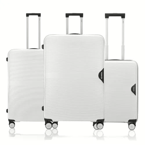 HRX Parabola 3-Piece Luggage Set Intergallcatic Grey Polypropylene Hard Shell Suitcase Set - Premium Travel Trolley Bags with 8 Spinner Wheels, Number Lock & Water Resistant Body