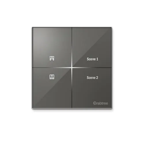 Havells Crabtree iSense Smart Monoblock Touch Panel with 1 Curtain Controller & 2 Scene(Grey) I Compatible with 2M Gang Box I Mesh connectivity I Compatible with Alexa, Google Home