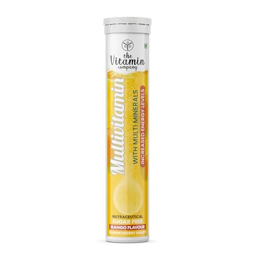 The Vitamin Company Multivitamin with Multi Minerals I Increased Energy Levels, 20 Effervescent Tablets, Mango Flavour | Daily Vitamin Drink | Fast Up Energy (Pack of 1)