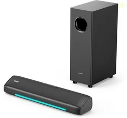 Thomson AlphaBeat60 | Remote Control EQ modes I Designed for powerful performance 60 W Bluetooth Soundbar (Black, 2.1 Channel)