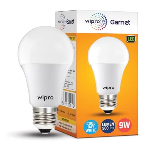 wipro Polycarbonate Garnet Base E27 9-Watt Led Bulb (Cool Day Light)