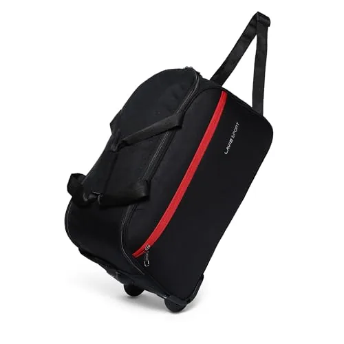 Lavie Sport Polyester Lino M Large Size 63 Cms Duffle Wheeler Bag | 2 Wheel Duffle Bag | Duffle Bag with Adjustable Handle, 28 Cm, Black