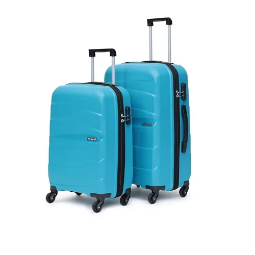 YAYAVAR Set of 2 Check-in Medium & Cabin-66 & 57 CM, 360 Degree Rotating Wheels,Polypropylene Material,Hard Luggage with Telescopic Handle and Combination Locking Mechanism, Moscow-(Set of 2,Teal)