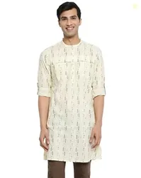 Fabindia NUIndian Striped Short Kurta with Mandarin Collar