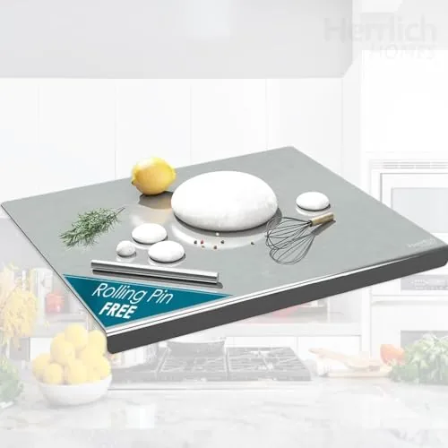 Herrlich Homes 304 Stainless Steel Chopping Board with Lip for Kitchen | Free Rollin Pin | for Cutting Vegetables, Meat,Fish,Fruits | Medium | 42 x 32 cm